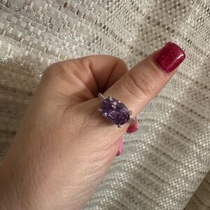 Bomb Party Cubic Zirconia Lavender Ring, Size 9